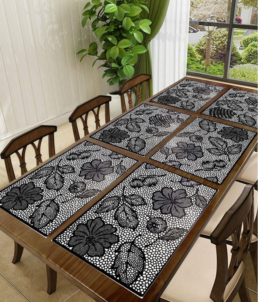     			Sanraksshan PVC Floral Rectangle Table Mats ( 40 cm x 32 cm ) Pack of 6 - Multi