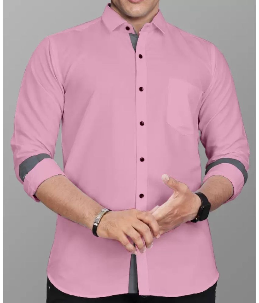     			Supersquad Cotton Blend Regular Fit Solids Full Sleeves Men's Casual Shirt - Pink ( Pack of 1 )