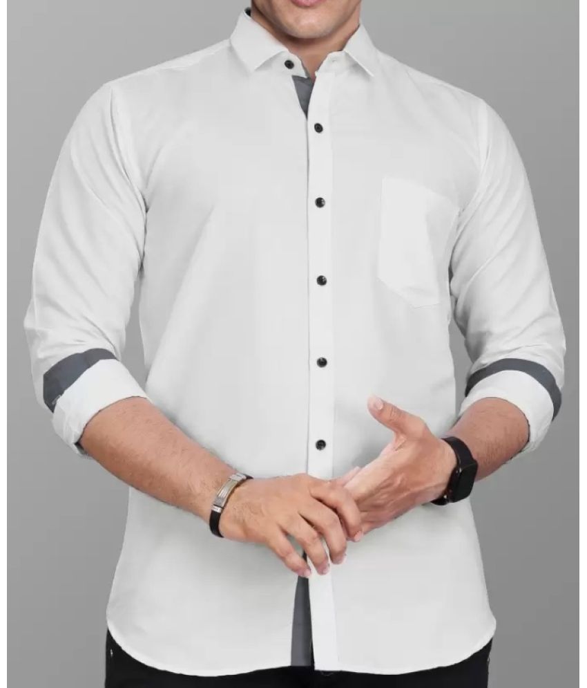     			Supersquad Cotton Blend Regular Fit Solids Full Sleeves Men's Casual Shirt - White ( Pack of 1 )