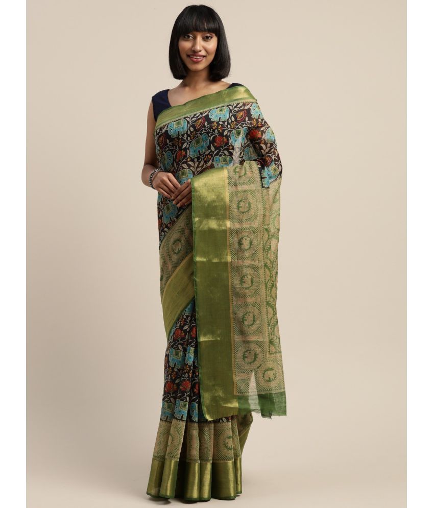     			Vaamsi Art Silk Printed Saree With Blouse Piece - Green ( Pack of 1 )