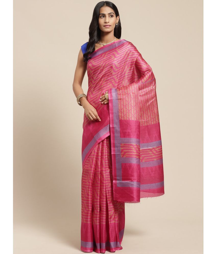     			Vaamsi Art Silk Printed Saree With Blouse Piece - Pink ( Pack of 1 )