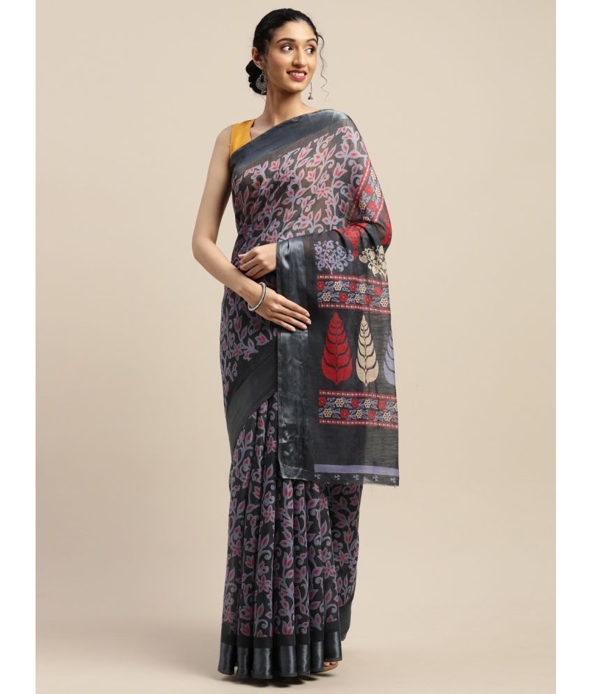     			Vaamsi Art Silk Printed Saree With Blouse Piece - Grey ( Pack of 1 )