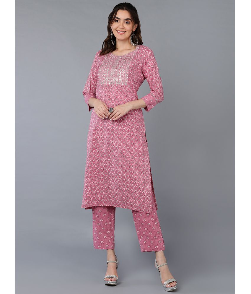     			Vaamsi Rayon Embroidered Kurti With Pants Women's Stitched Salwar Suit - Pink ( Pack of 1 )