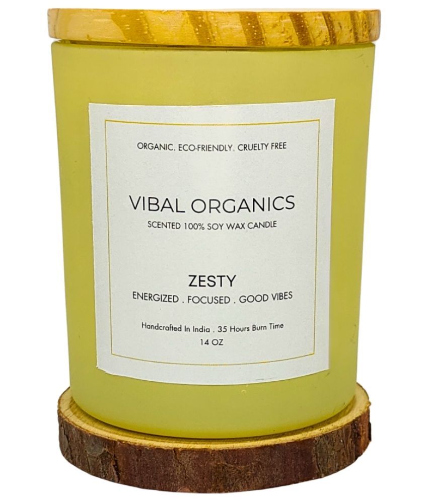     			Vibal Organics Yellow Lemongrass Jar Candle 10 cm ( Pack of 1 )