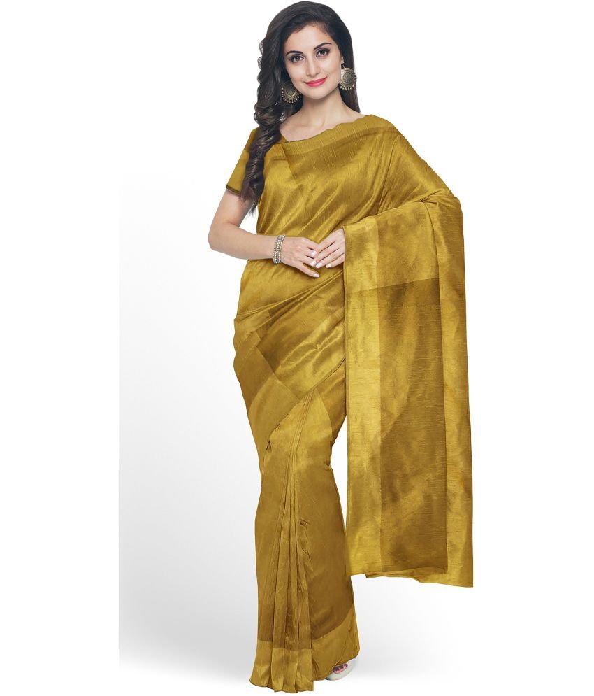     			Vkaran Cotton Silk Printed Saree Without Blouse Piece - Gold ( Pack of 1 )