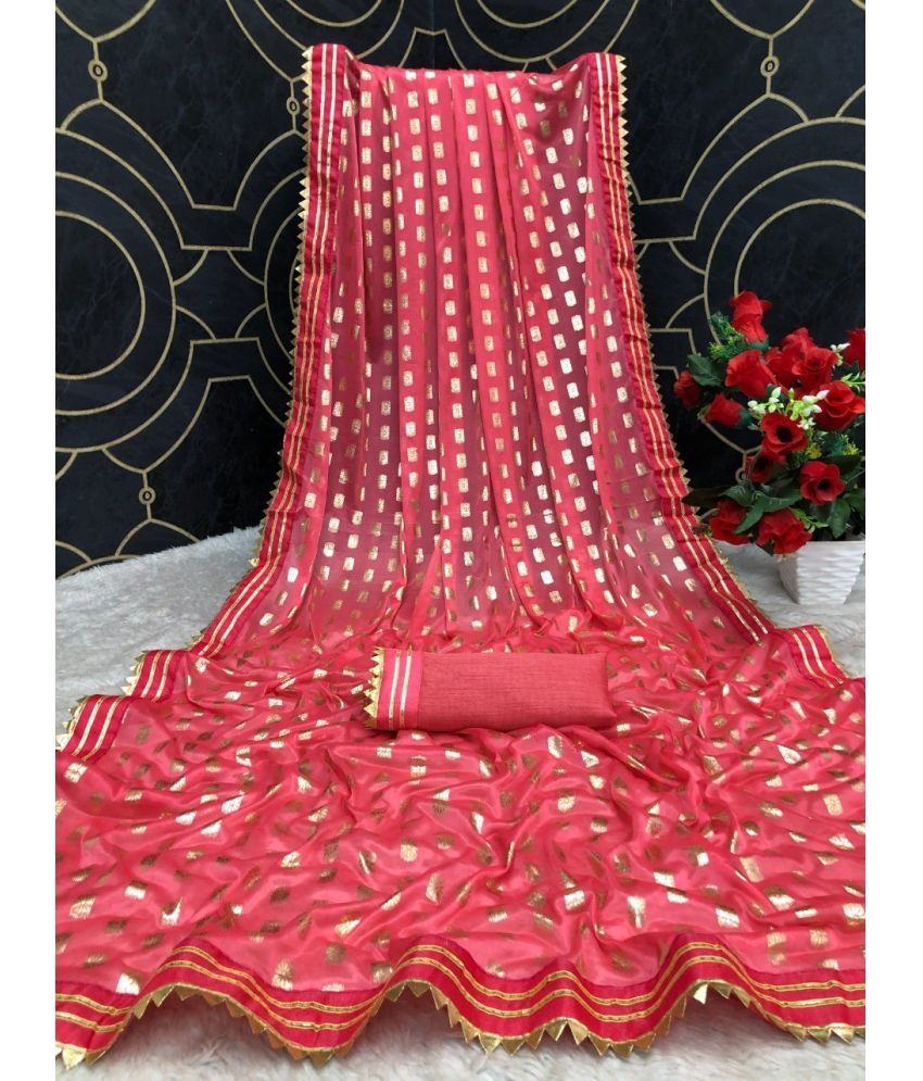     			Vkaran Cotton Silk Self Design Saree Without Blouse Piece - Peach ( Pack of 1 )