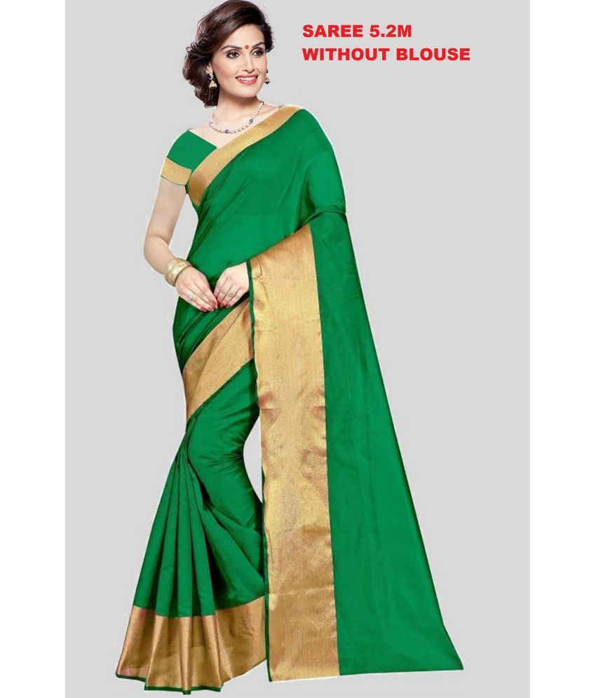     			Vkaran Cotton Silk Self Design Saree Without Blouse Piece - Cream ( Pack of 1 )