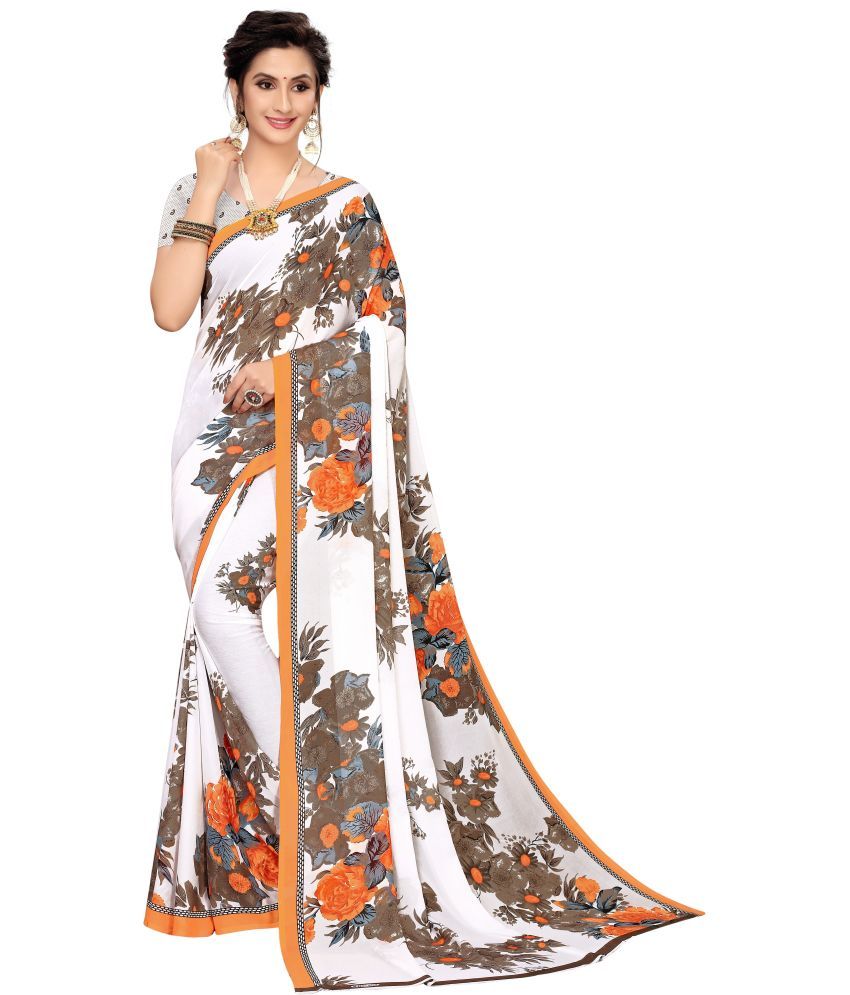     			Vkaran Cotton Silk Solid Saree Without Blouse Piece - Orange ( Pack of 1 )