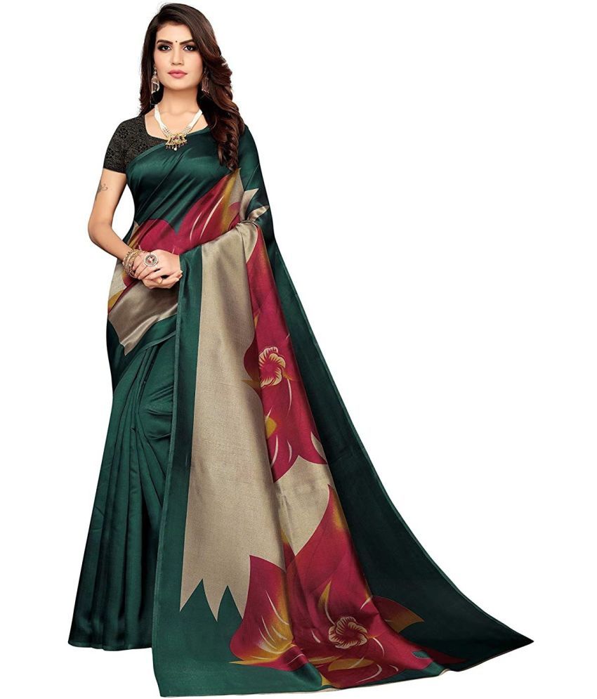     			Vkaran Cotton Silk Woven Saree Without Blouse Piece - Green ( Pack of 1 )