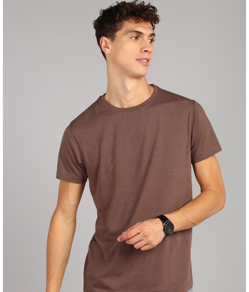     			XFOX Cotton Blend Regular Fit Solid Half Sleeves Men's T-Shirt - Brown ( Pack of 1 )