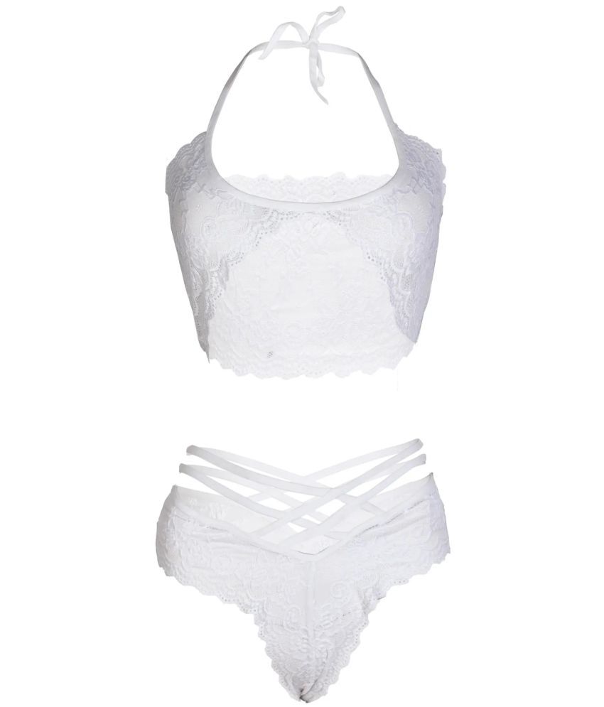     			psychovest White Lace Women's Bra & Panty Set ( Pack of 1 )