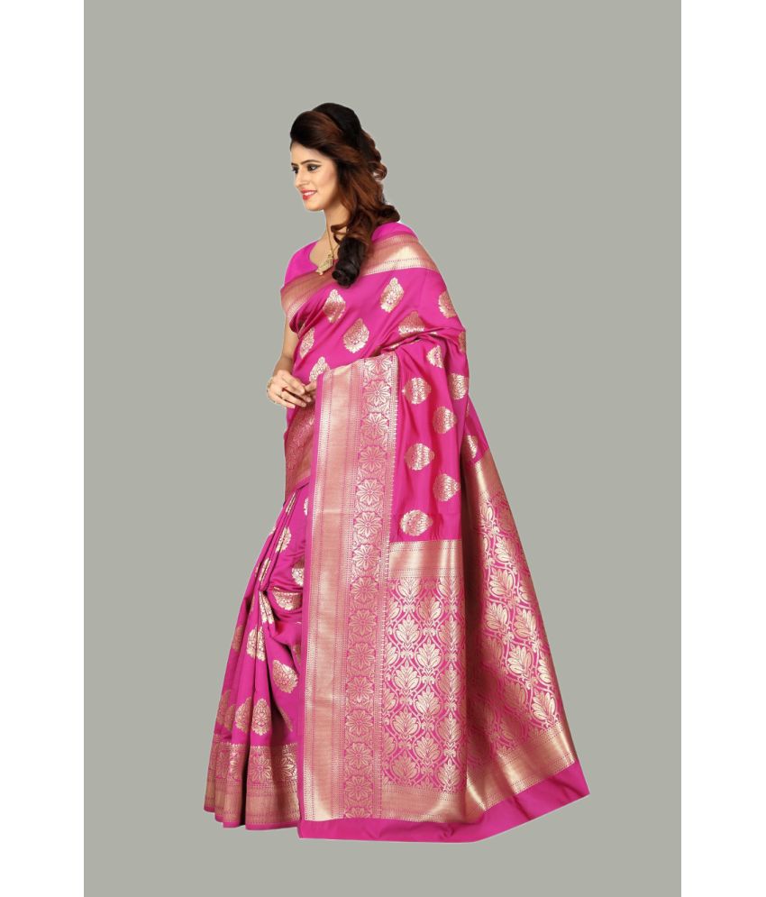    			GARIYA Banarasi Silk Woven Saree With Blouse Piece - Rani ( Pack of 1 )