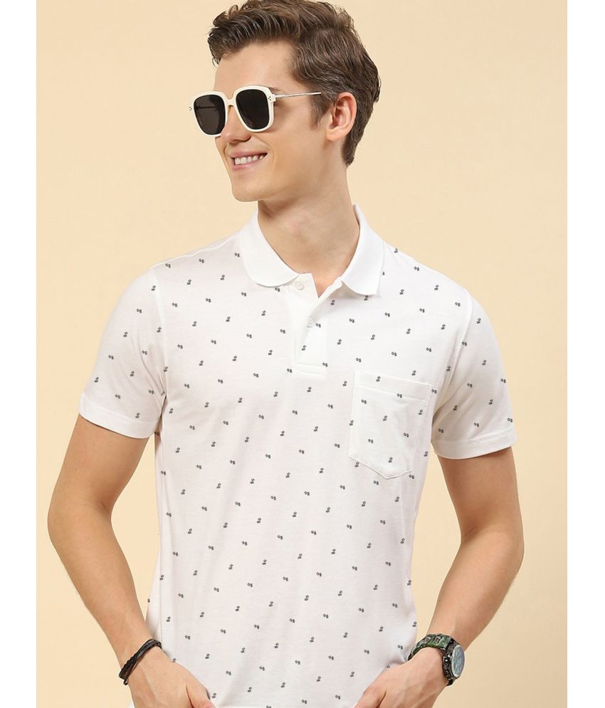     			Merriment Cotton Regular Fit Printed Half Sleeves Men's Polo T Shirt - White ( Pack of 1 )