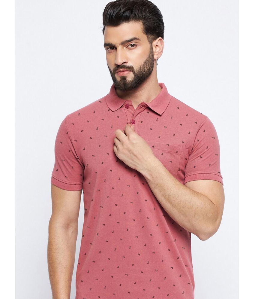     			Merriment Cotton Regular Fit Printed Half Sleeves Men's Polo T Shirt - Coral ( Pack of 1 )