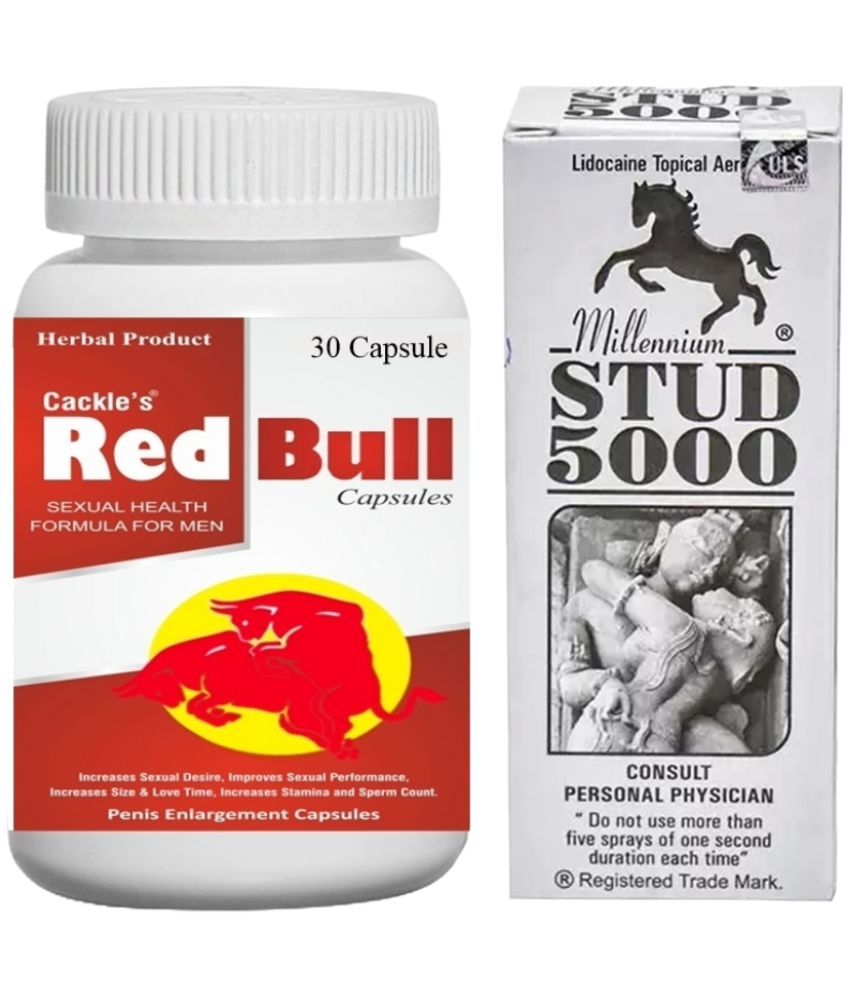     			Red Bull Herbal Capsule 30no.s & Millennium Stud 5000 20gm Combo Pack For Men