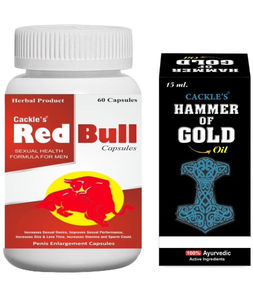     			Red Bull Herbal Capsule 60no.s & Hammer of Gold Oil 15ml Combo Pack For Men