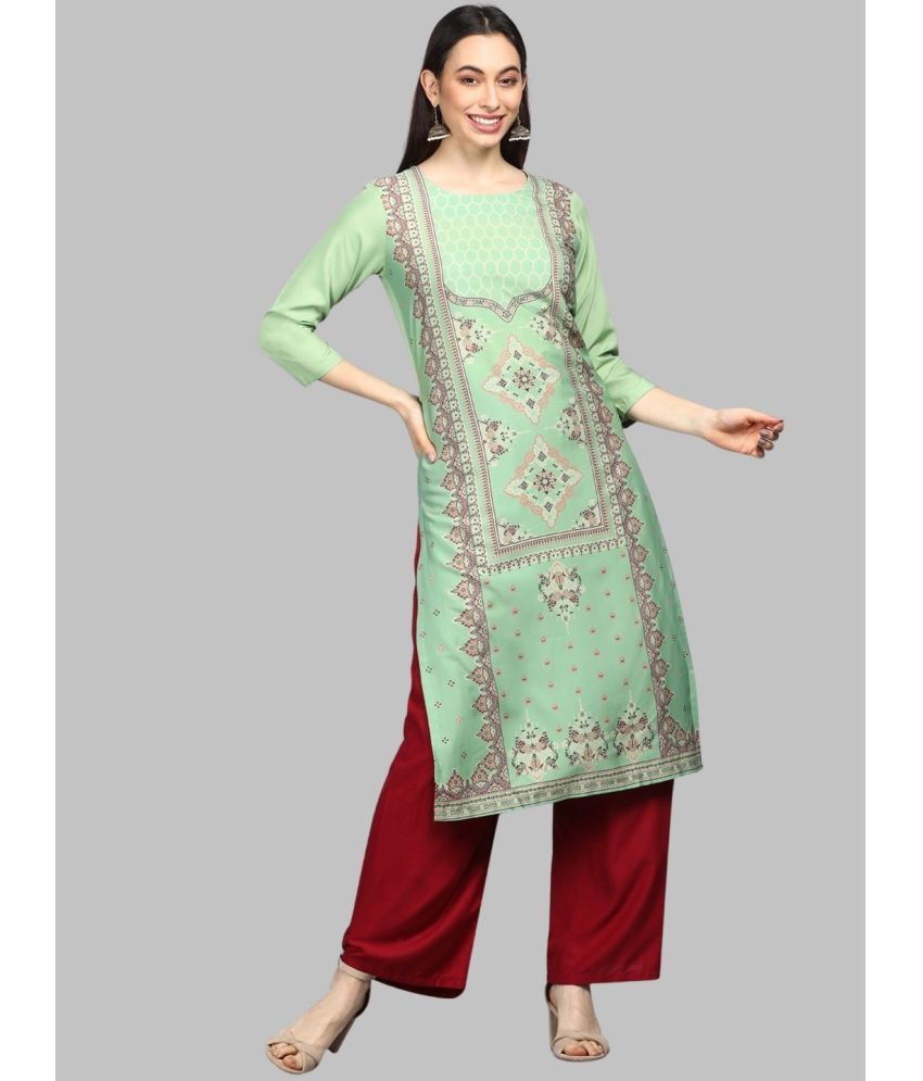     			Vaamsi Crepe Printed Straight Women's Kurti - Green ( Pack of 1 )