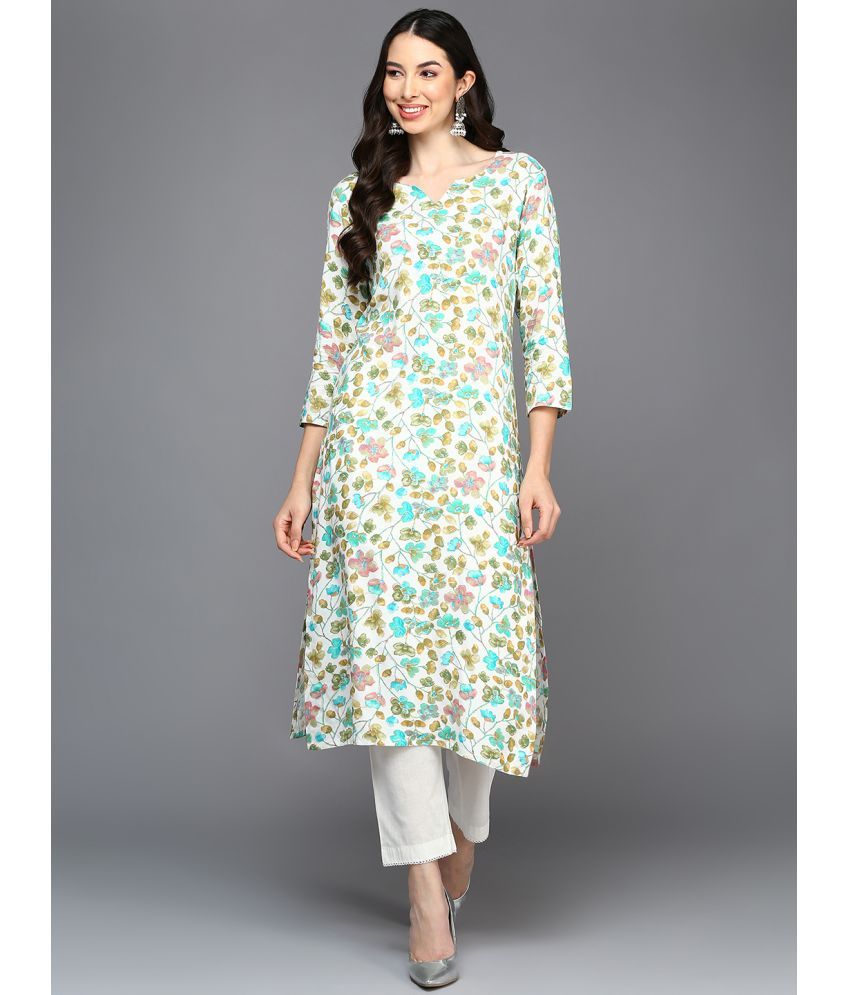     			Vaamsi Viscose Printed Straight Women's Kurti - White ( Pack of 1 )