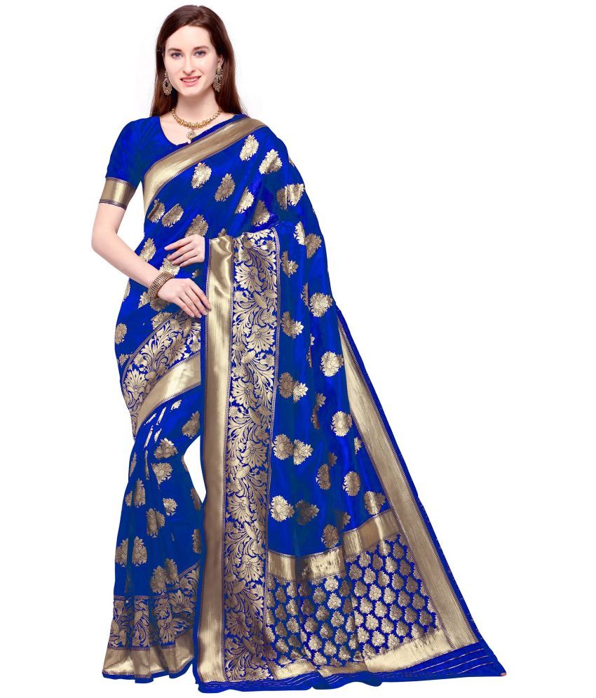     			kedar fab Jacquard Woven Saree With Blouse Piece - Light Blue ( Pack of 1 )