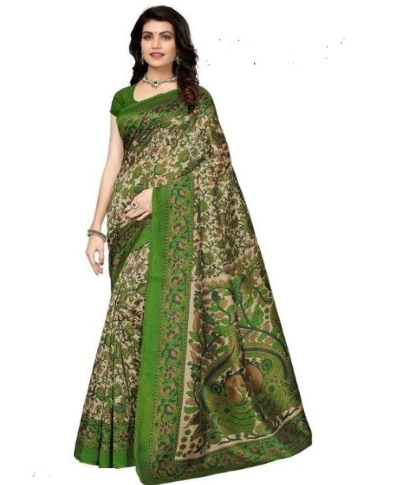     			Aadvika Art Silk Printed Saree With Blouse Piece - Green ( Pack of 1 )