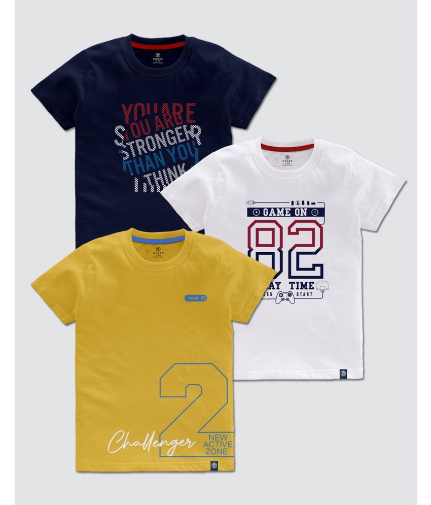     			CODEZ Multi Color Cotton Blend Boy's T-Shirt ( Pack of 3 )