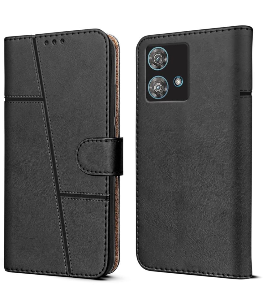     			NBOX Black Flip Cover Artificial Leather Compatible For Motorola Edge 40 Neo 5G ( Pack of 1 )