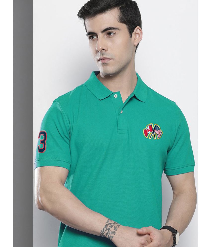     			Merriment Cotton Blend Regular Fit Embroidered Half Sleeves Men's Polo T Shirt - Green ( Pack of 1 )