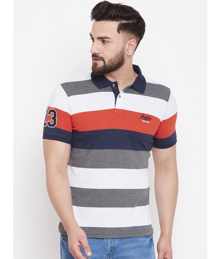     			AUSTIN WOOD Pack of 1 Cotton Blend Regular Fit Striped Half Sleeves Men's Polo T Shirt ( Multicolor )