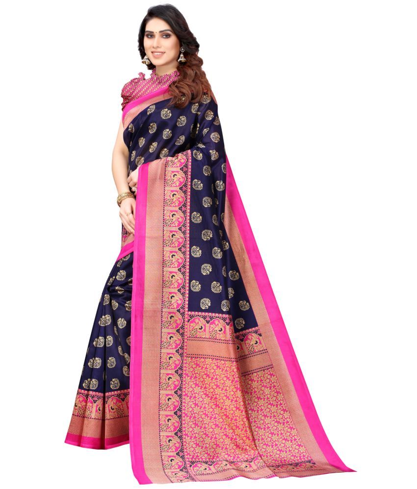     			Aadvika Art Silk Printed Saree With Blouse Piece - Multicolour ( Pack of 1 )