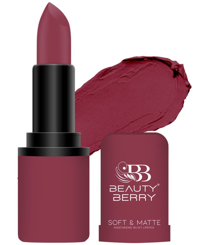     			Beauty Berry Soft & Matte Lipstick Non Drying with Velvet Matte Finish 4g, Reble Rose (Shade - 21)