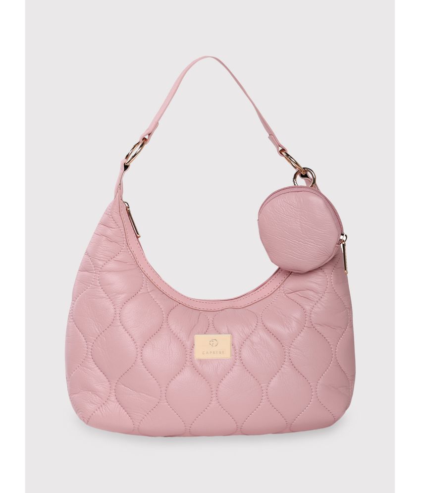     			Caprese Pink Faux Leather Hobo Bag