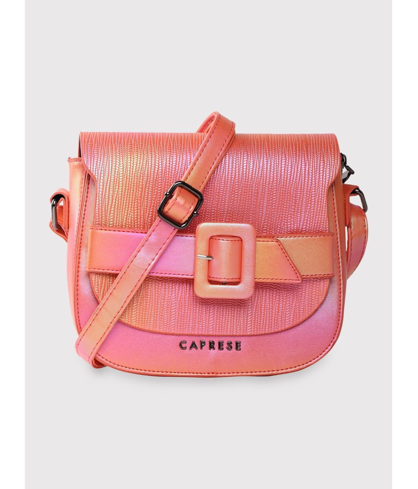     			Caprese Pink Faux Leather Sling Bag