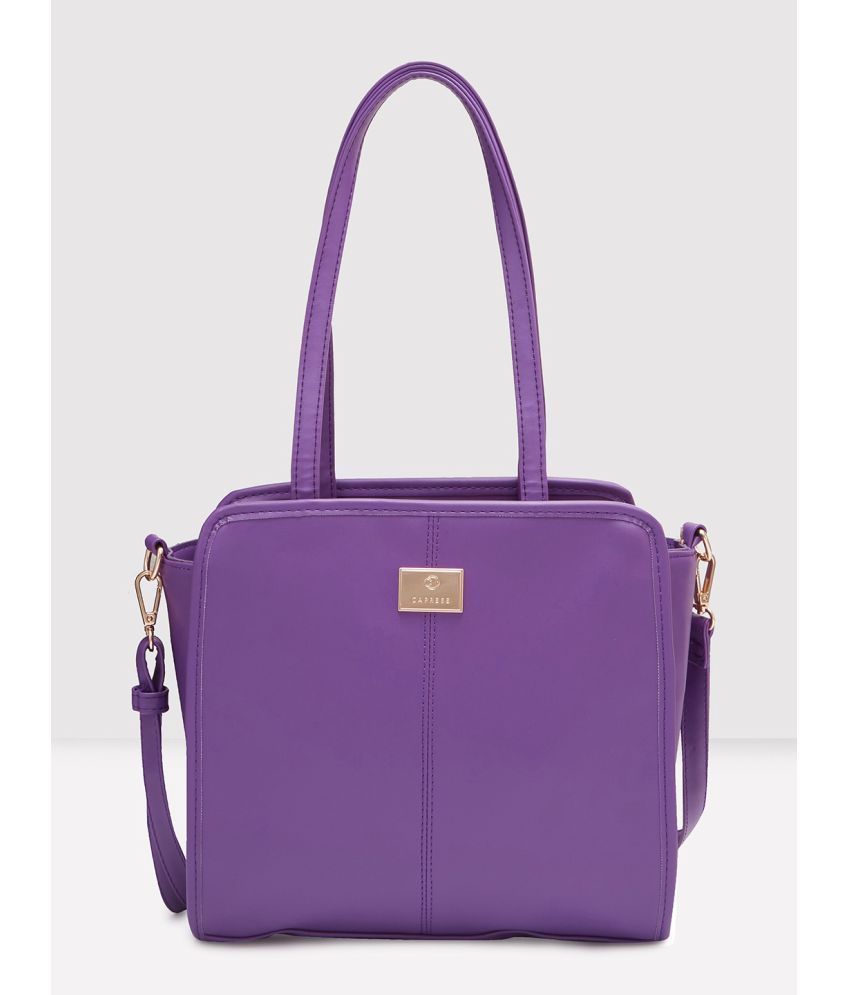     			Caprese Tote Bag Faux Leather Set of 1 ( Purple )