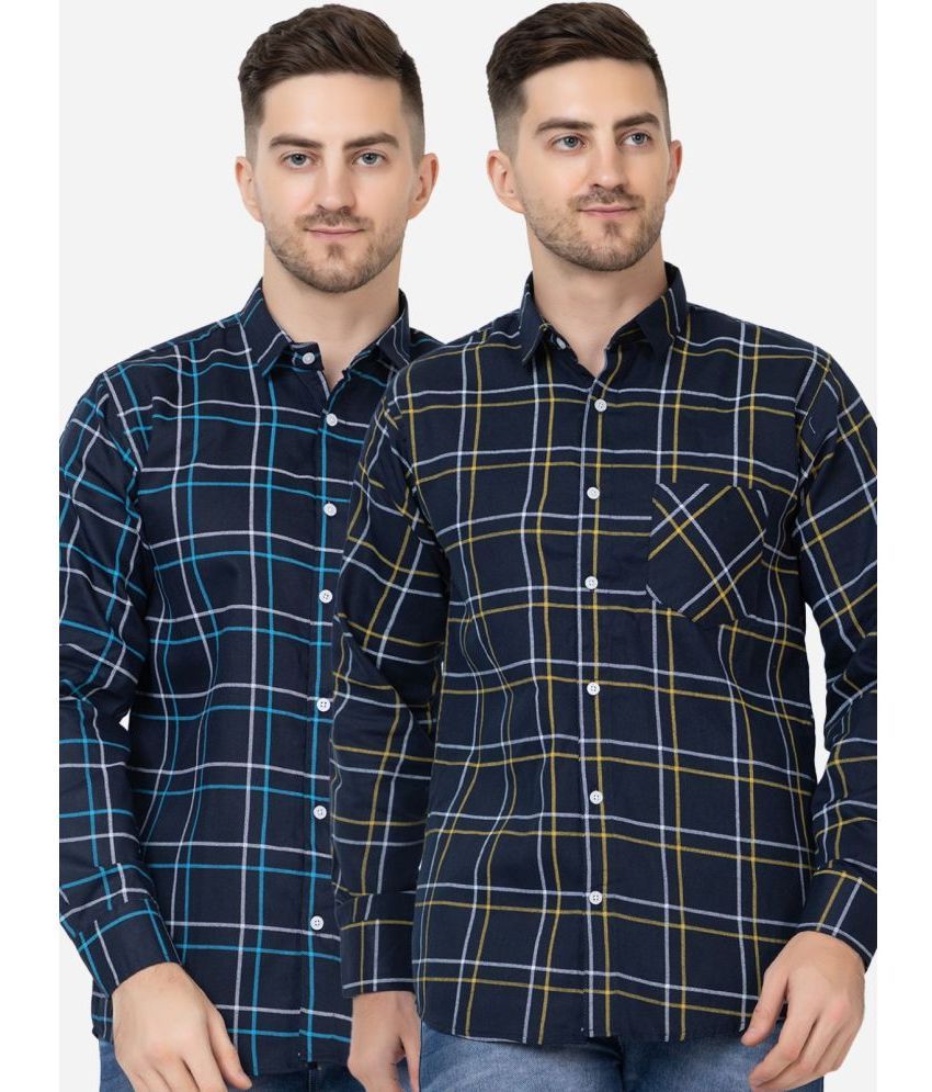     			FREKMAN 100% Cotton Regular Fit Checks Full Sleeves Men's Casual Shirt - Multi ( Pack of 2 )