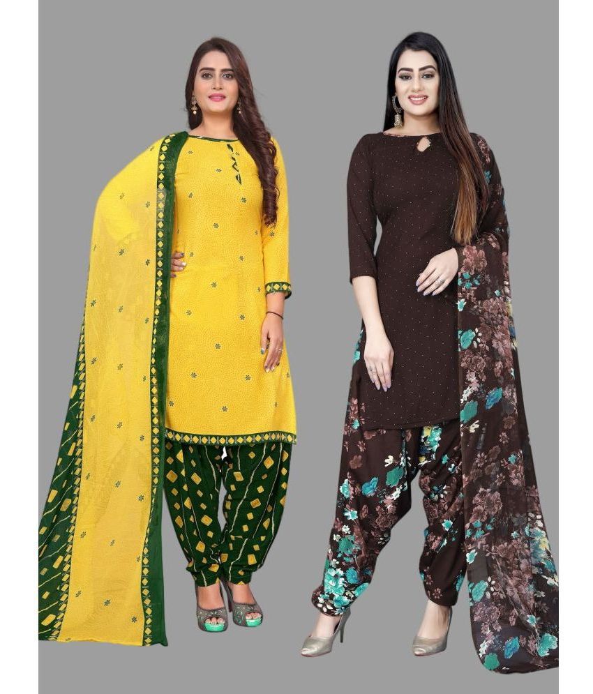     			WOW ETHNIC Unstitched Crepe Printed Dress Material - Multicolor ( Pack of 2 )