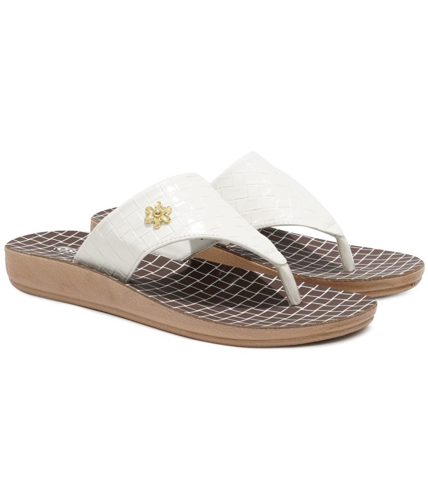     			ASIAN White Women's Leather Slipper