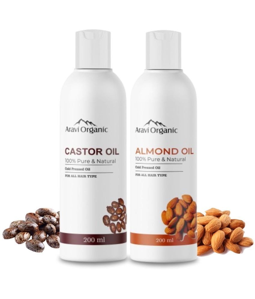     			Aravi Organic 100% Pure Cold Pressed Castor And Almond Oil For Healthy Hair and Skin Care-Pack Of 2