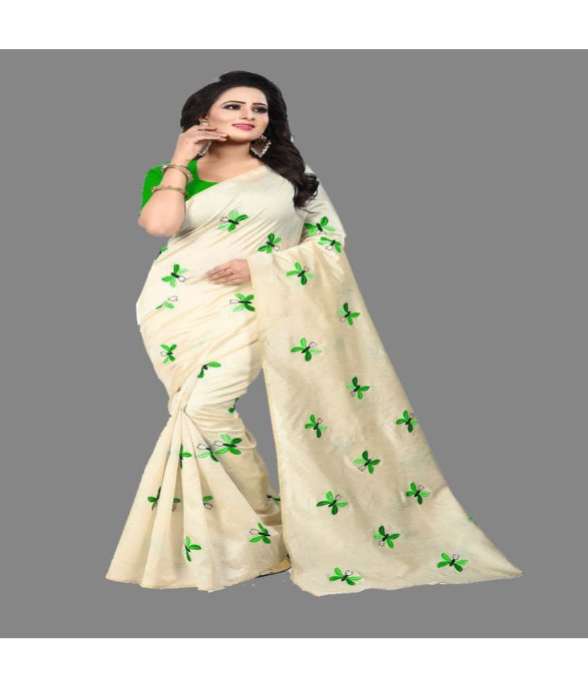     			Bhuwal Fashion Art Silk Embroidered Saree With Blouse Piece - Green ( Pack of 1 )
