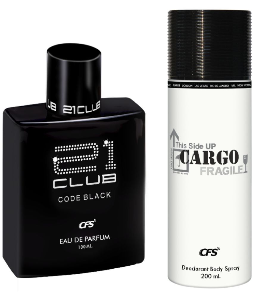     			CFS 21 Code Black EDP Long Lasting Perfume & Cargo White Deodorant Body Spray