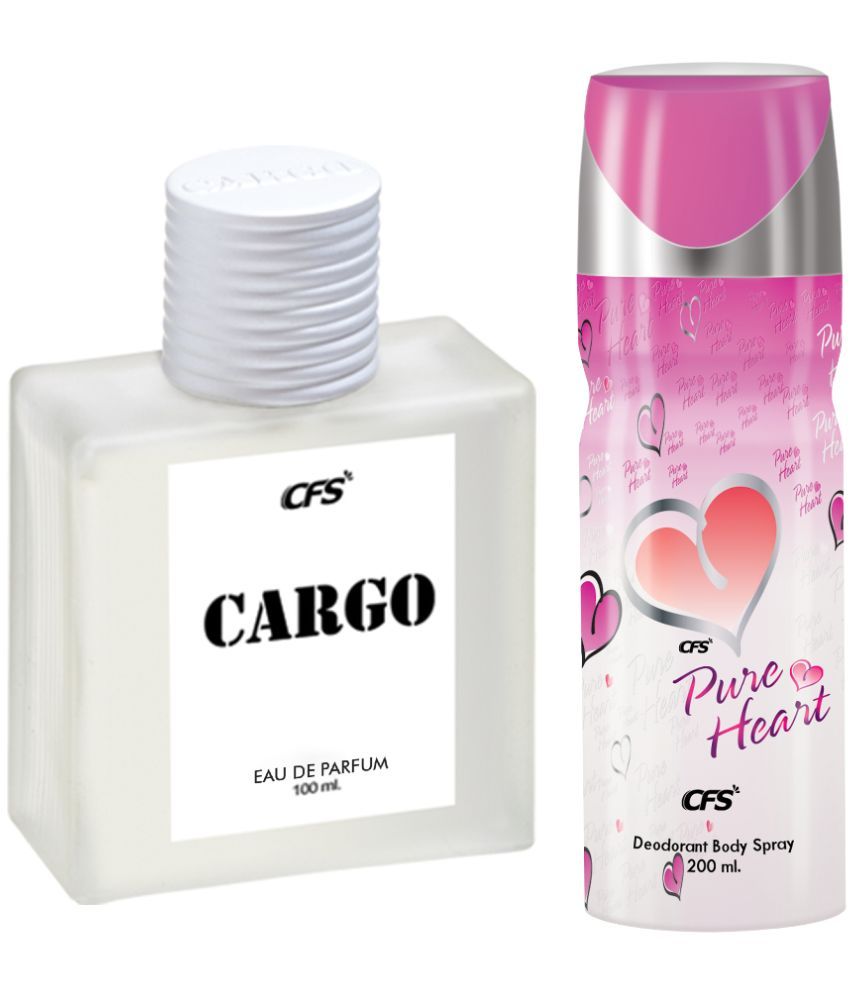     			CFS Cargo White EDP Long Lasting Perfume & Pure Heart Pink Deodorant Body Spray