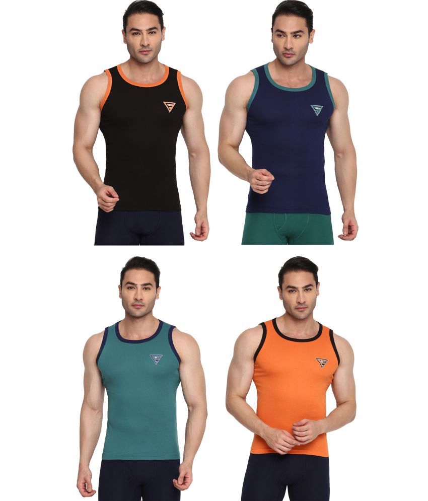     			COLORS by Rupa Frontline Multicolor Cotton Men's Vest ( Pack of 4 )