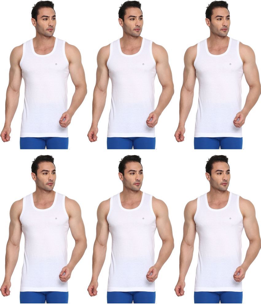     			COLORS by Rupa Frontline White Cotton Men's Vest ( Pack of 6 )