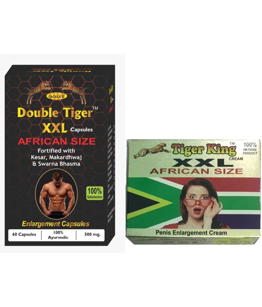     			Cackle's Double Tiger XXL African Size Capsule 60 no.s & Tiger King XXL Cream 25gm (Combo Pack)