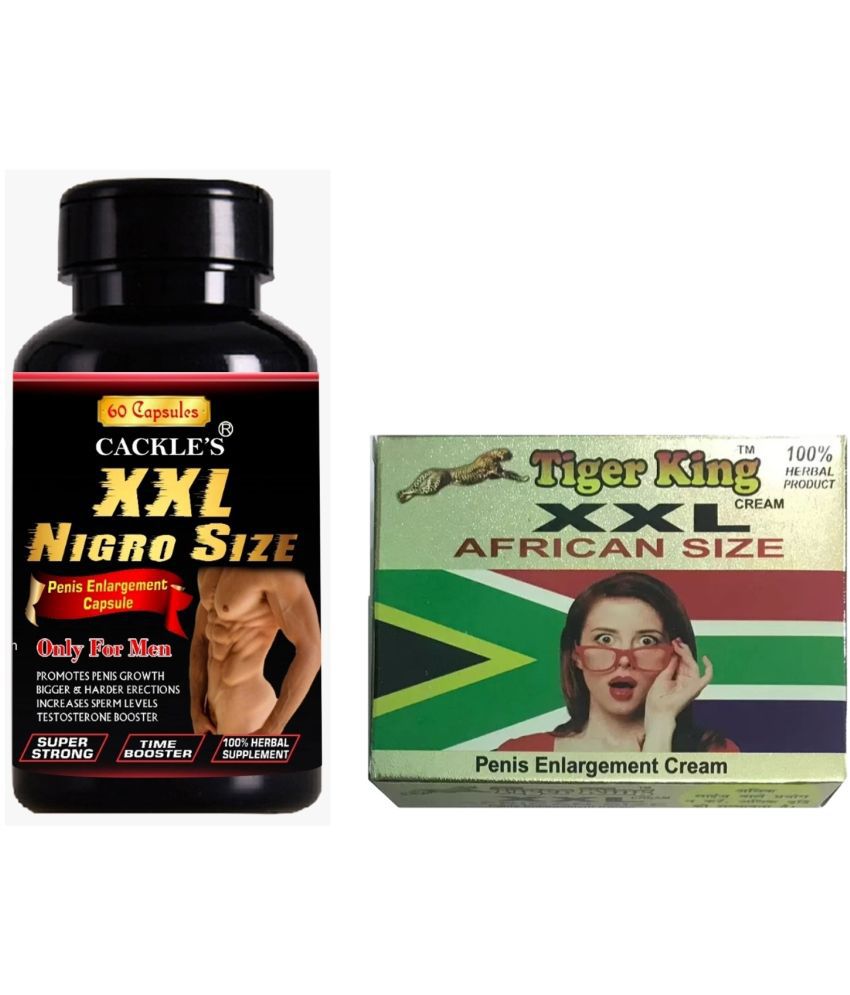    			Cackle's Nigro Size XXL Capsule 60 no.s & Tiger King XXL Cream 25gm (Combo Pack)