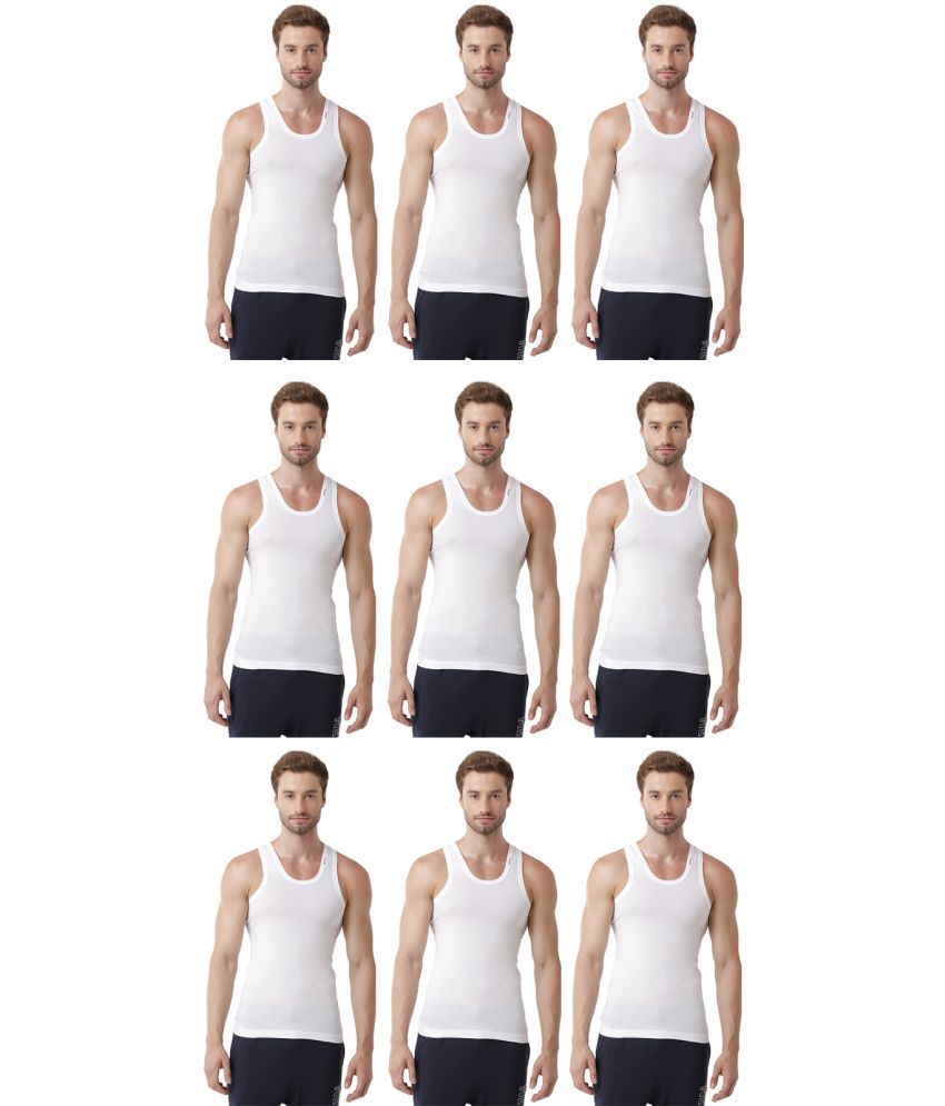     			Rupa Frontline White Cotton Men's Vest ( Pack of 9 )