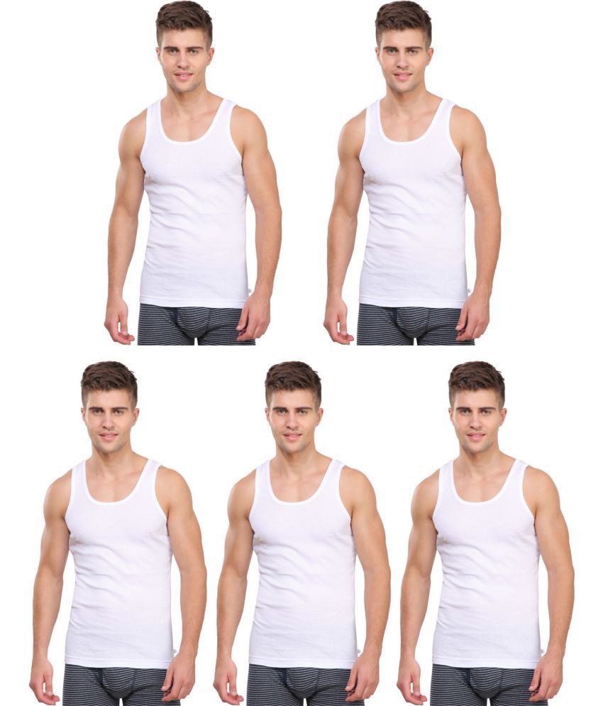     			Rupa Frontline White Cotton Men's Vest ( Pack of 5 )