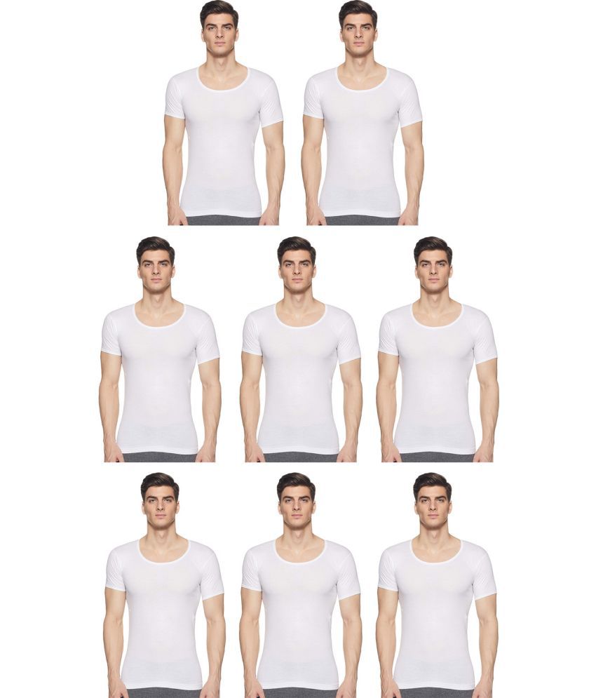     			Rupa Jon White Cotton Men's Vest ( Pack of 8 )
