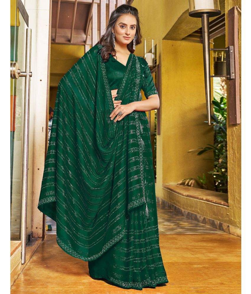     			Samah Chiffon Embellished Saree With Blouse Piece - Mint Green ( Pack of 1 )
