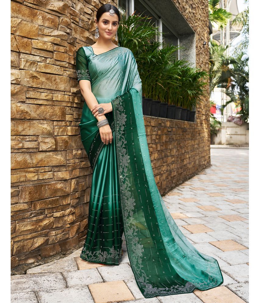     			Samah Georgette Embellished Saree With Blouse Piece - Mint Green ( Pack of 1 )