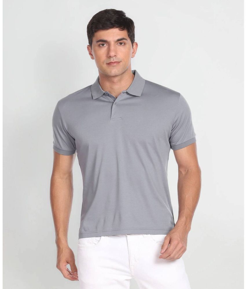     			lookswala Polyester Regular Fit Solid Half Sleeves Men's Polo T Shirt - Grey ( Pack of 1 )